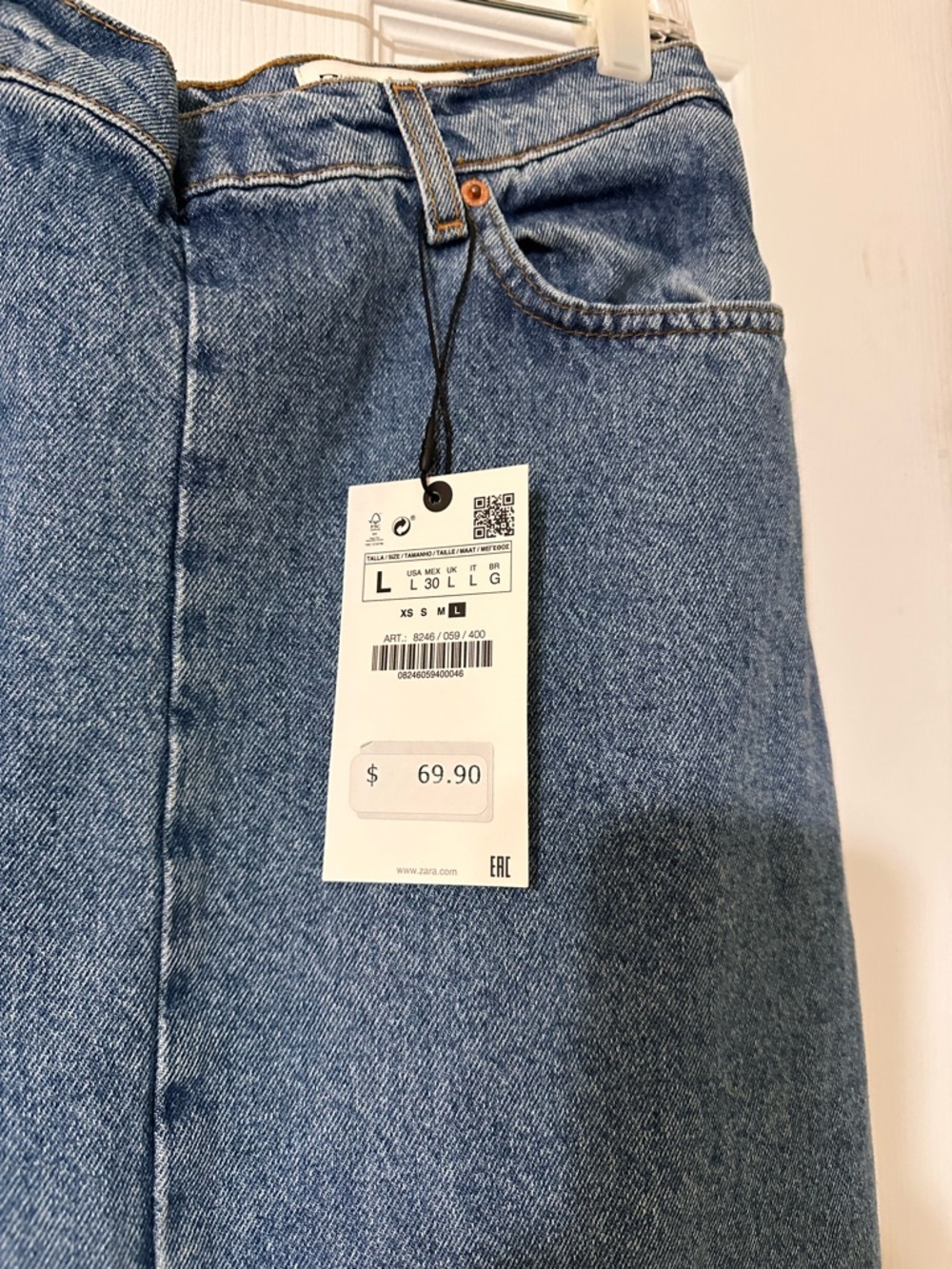 Zara Classic Light Blue Denim Jean maxi skirt with Tag